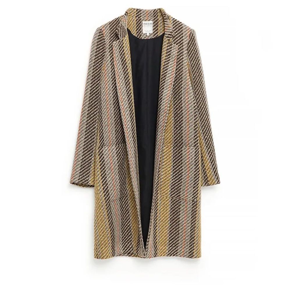 Zara Trafaluc Outerwear Collection Striped Jacquard Coat Multi Color - Rare